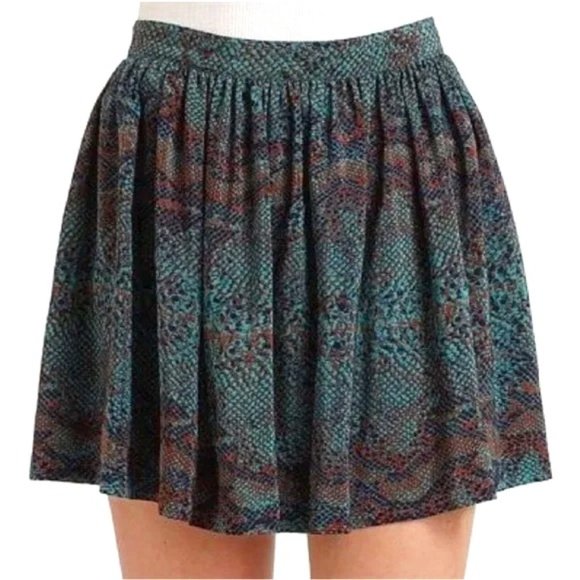 Rebecca Taylor Python Print Silk Mini Skirt In Emerald Green Motif Size 2 EUC - Picture 2 of 13